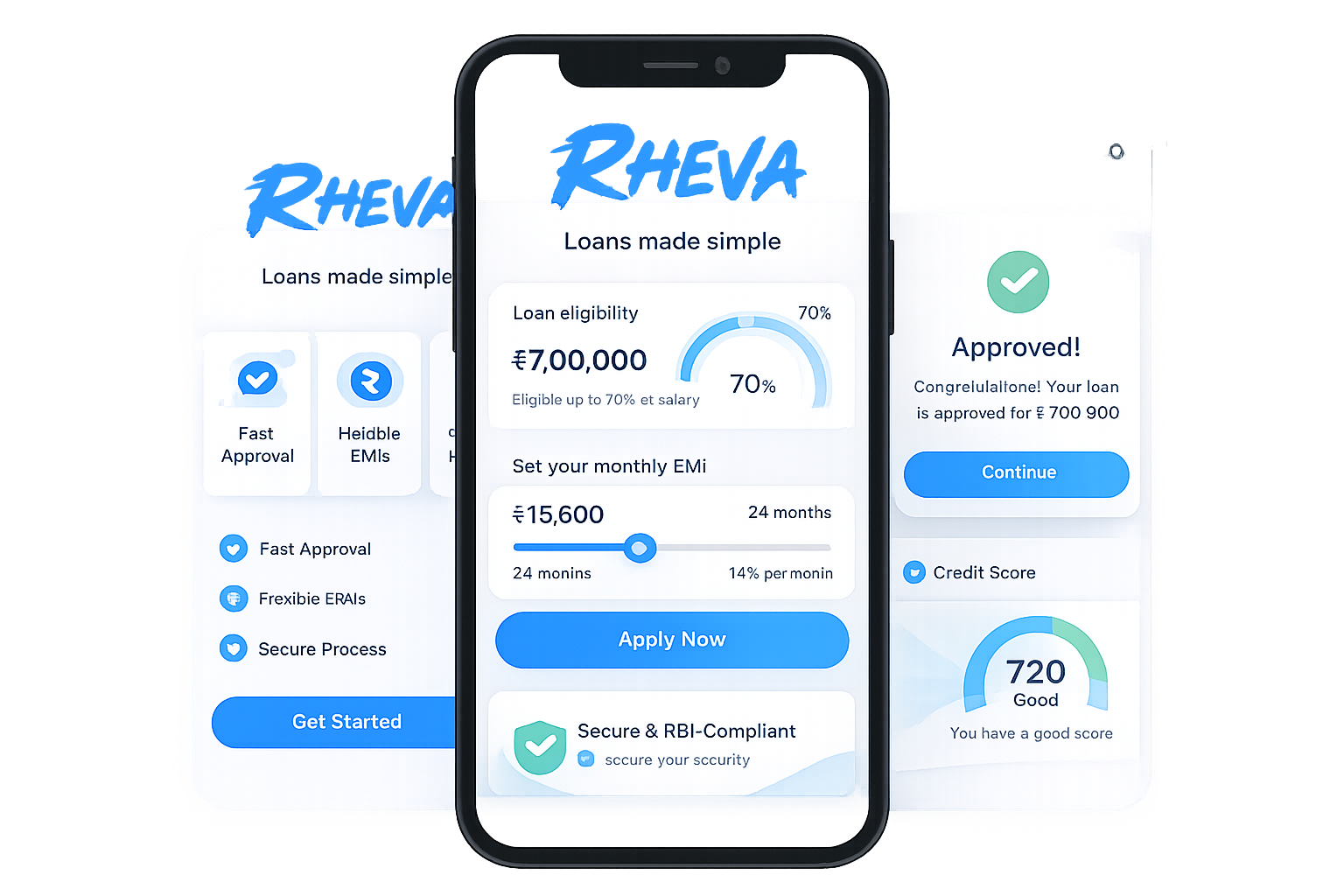 Rheva Mobile App - Loans made simple with instant approval, flexible EMIs, and credit score tracking